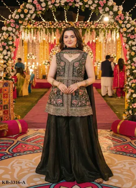 KB 3316 Georgette Embroidery Work Readymade Suit Wholesalers In Delhi
